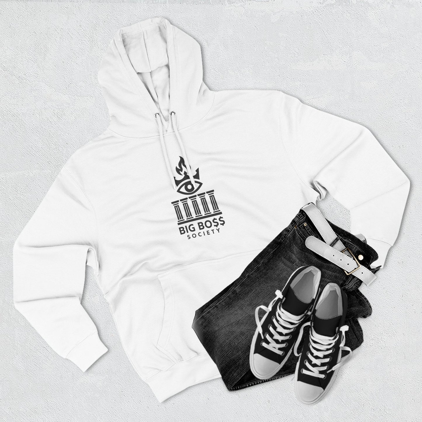 Big Boss Society Fleece Hoodie, Cozy Sweatshirt, Casual Outfit, Streetwear Gift, Unique Layering Piece