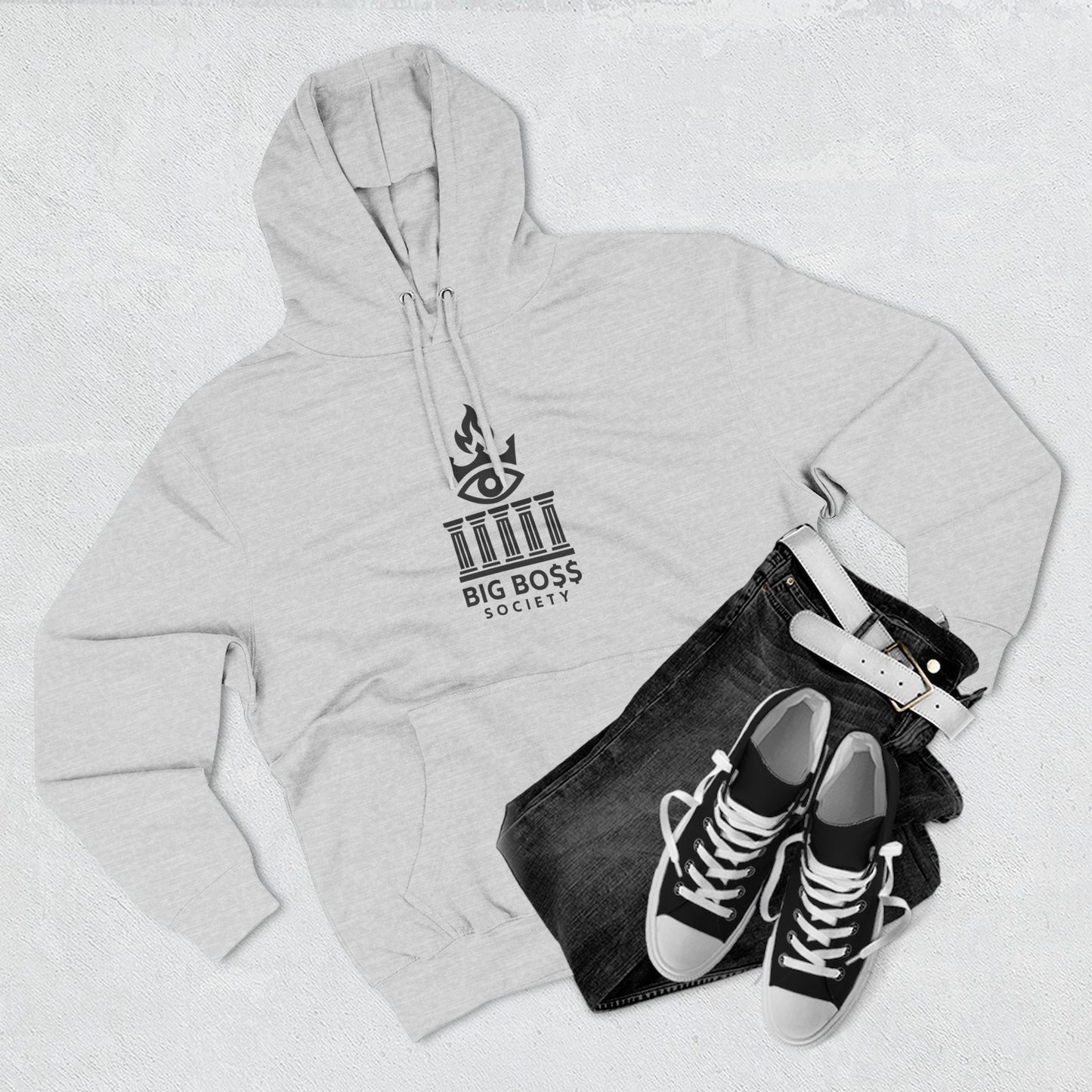 Big Boss Society Fleece Hoodie, Cozy Sweatshirt, Casual Outfit, Streetwear Gift, Unique Layering Piece